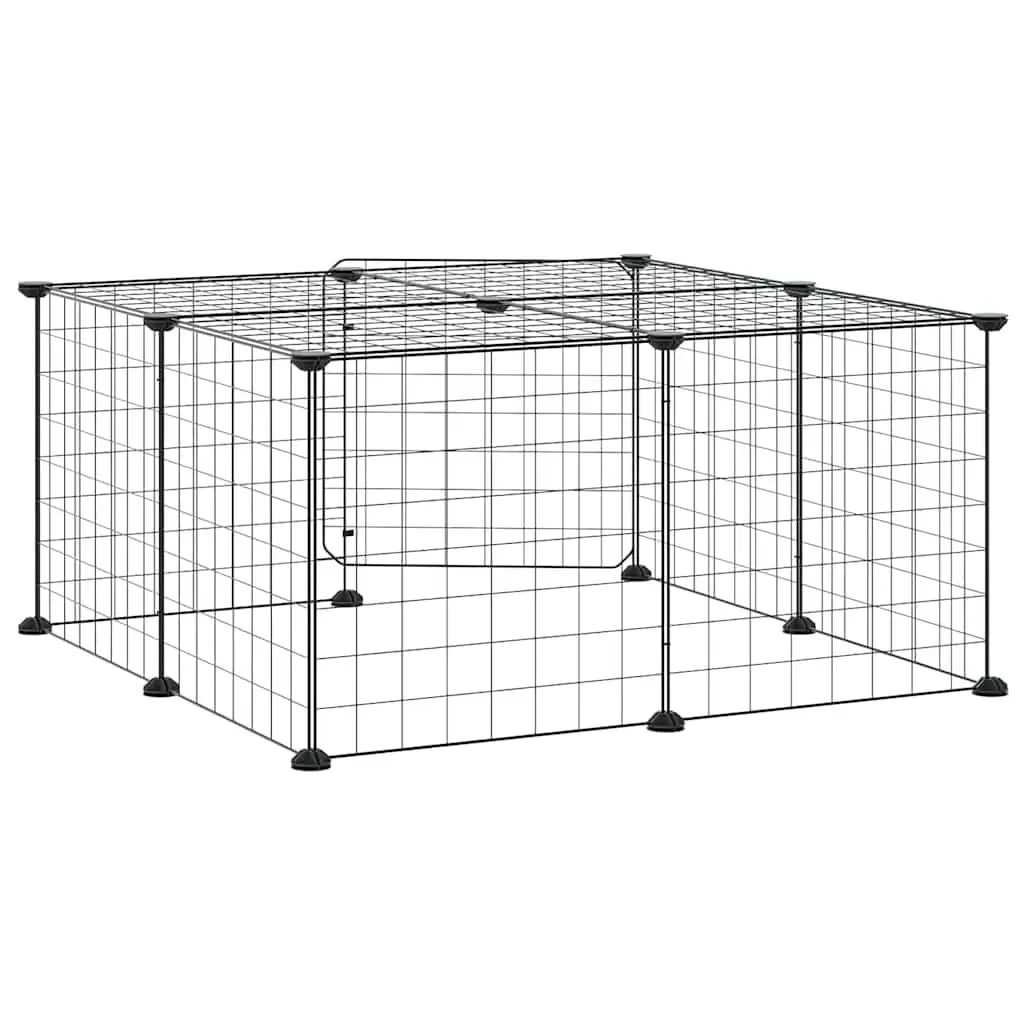 12 Panel Pet Cage with Door Black 35x35 cm