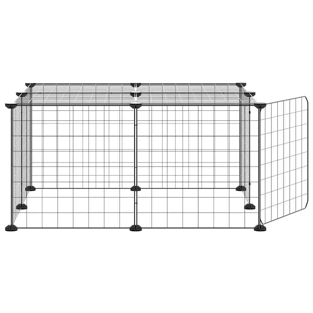 12 Panel Pet Cage with Door Black 35x35 cm