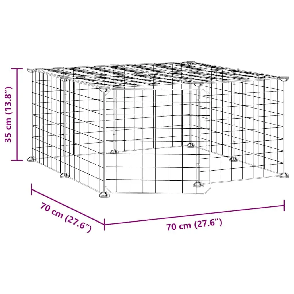 12 Panel Pet Cage with Door Black 35x35 cm