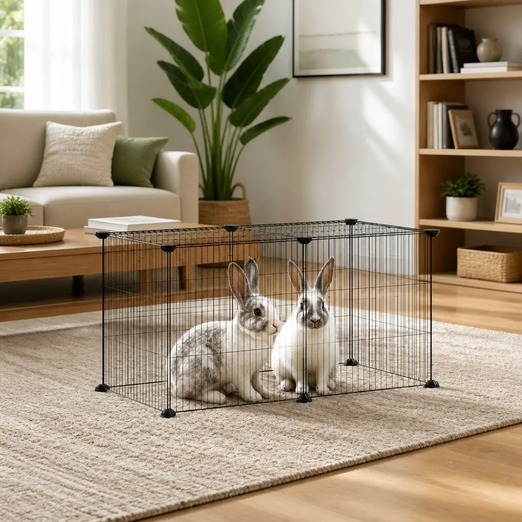 Small Animal Pet Cage Enclosure Black 8 Panel 35x35cm Exercise Playpen