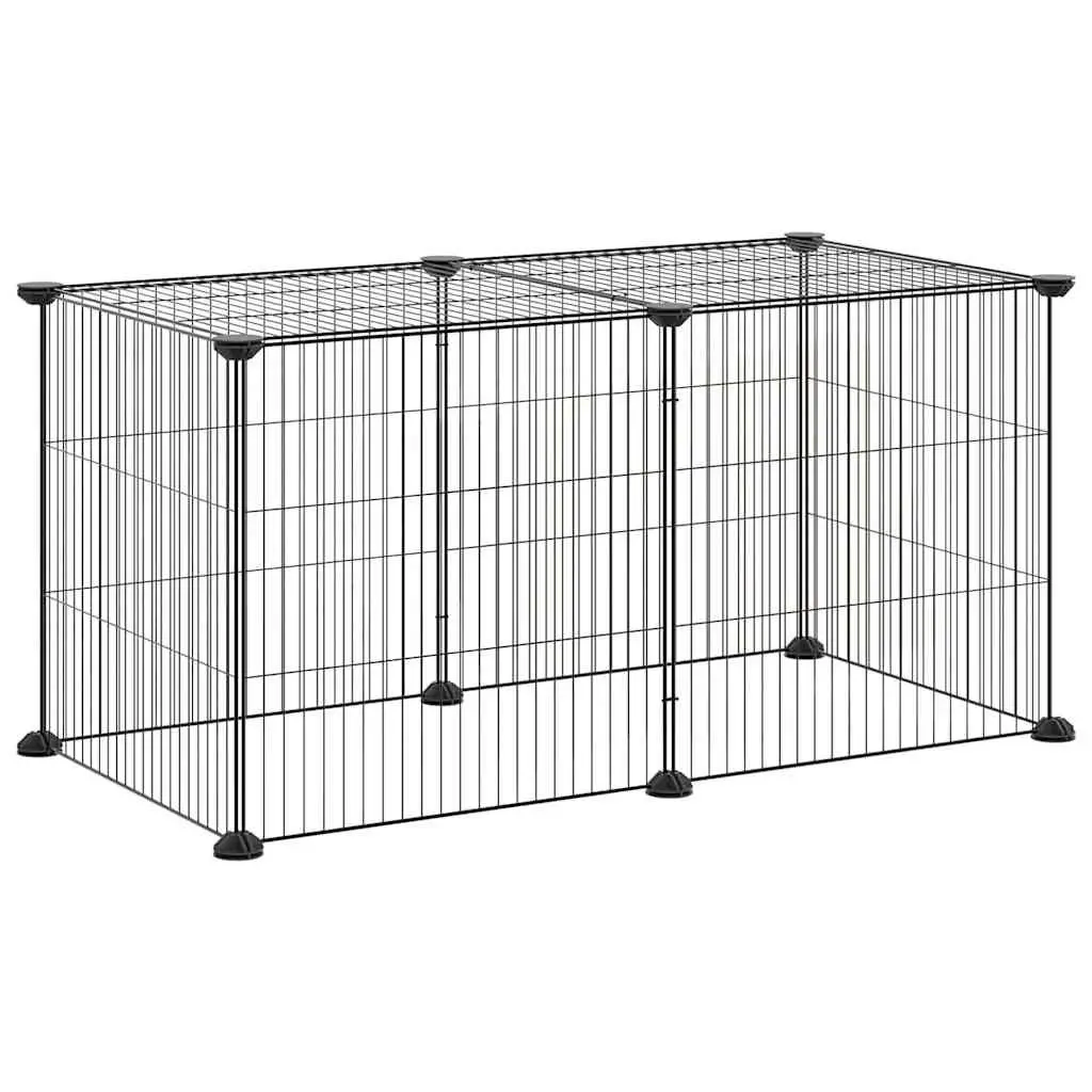 Small Animal Pet Cage Enclosure Black 8 Panel 35x35cm Exercise Playpen