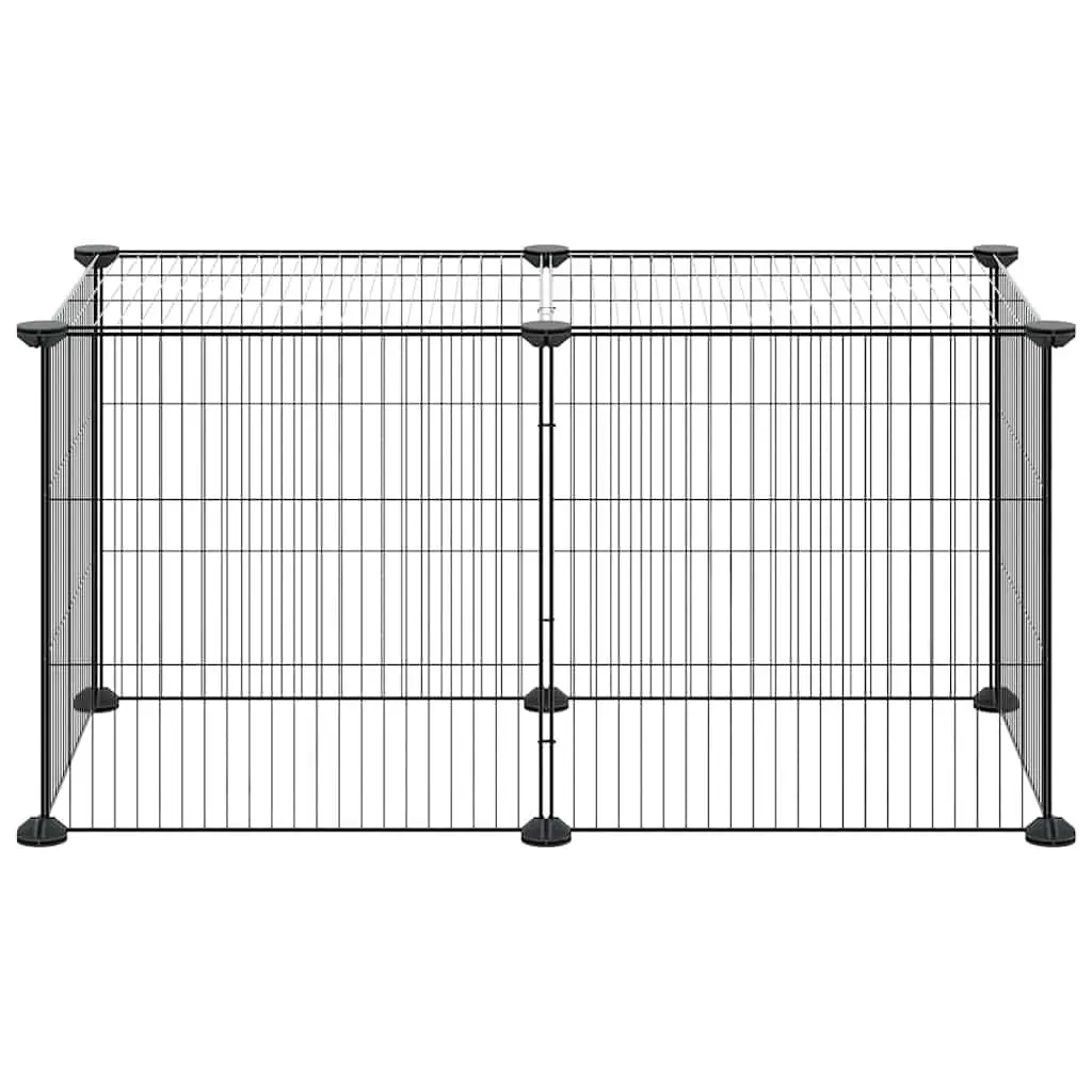 Small Animal Pet Cage Enclosure Black 8 Panel 35x35cm Exercise Playpen