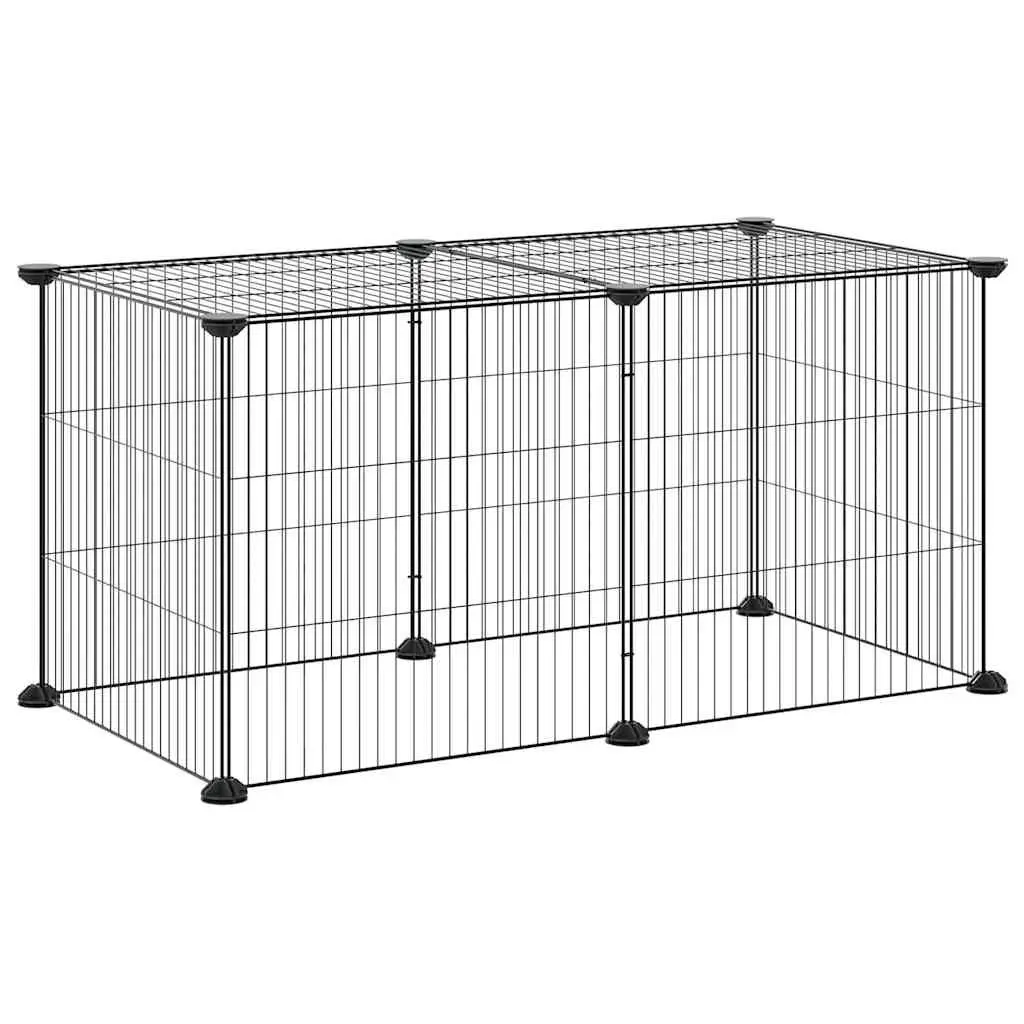 Small Animal Pet Cage Enclosure Black 8 Panel 35x35cm Exercise Playpen