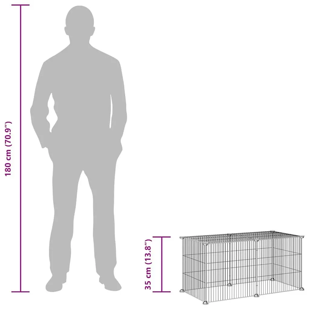 Small Animal Pet Cage Enclosure Black 8 Panel 35x35cm Exercise Playpen