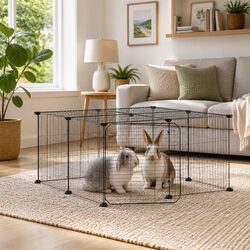12-Panel Pet Cage with Door for Small Animals - Black 35x35 cm