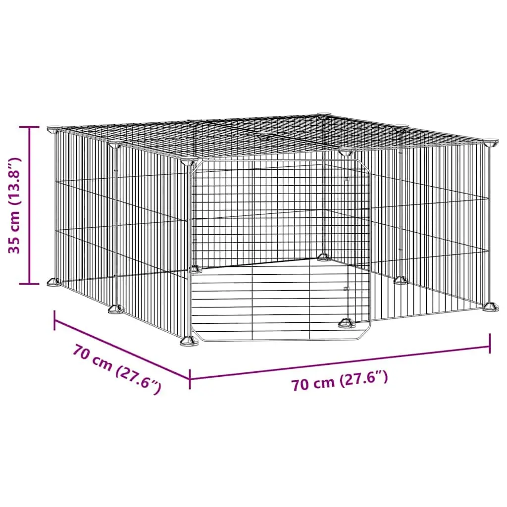 12-Panel Pet Cage with Door Black 35x35 cm Small Animal Enclosure Playpen