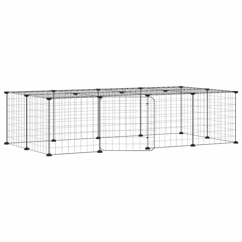 20-Panel Pet Cage with Door Black 35x35 cm Sturdy Steel Small Animal Habitat