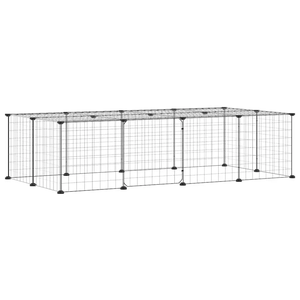 20-Panel Pet Cage with Door Black 35x35 cm Sturdy Steel Small Animal Habitat