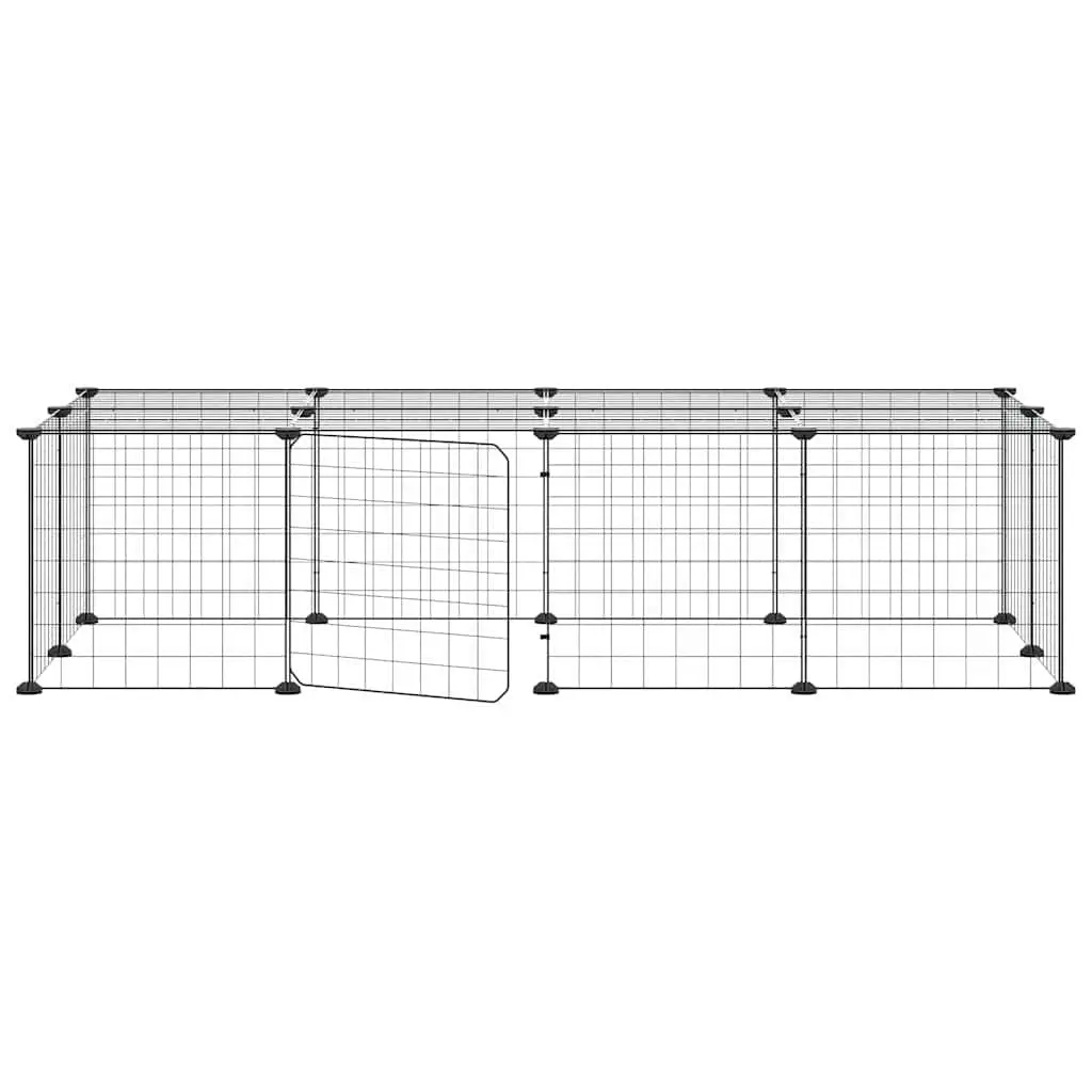20-Panel Pet Cage with Door Black 35x35 cm Sturdy Steel Small Animal Habitat