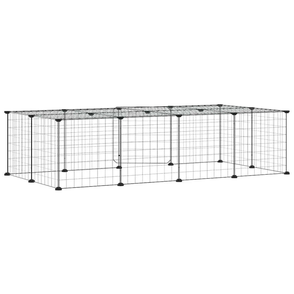 20-Panel Pet Cage with Door Black 35x35 cm Sturdy Steel Small Animal Habitat