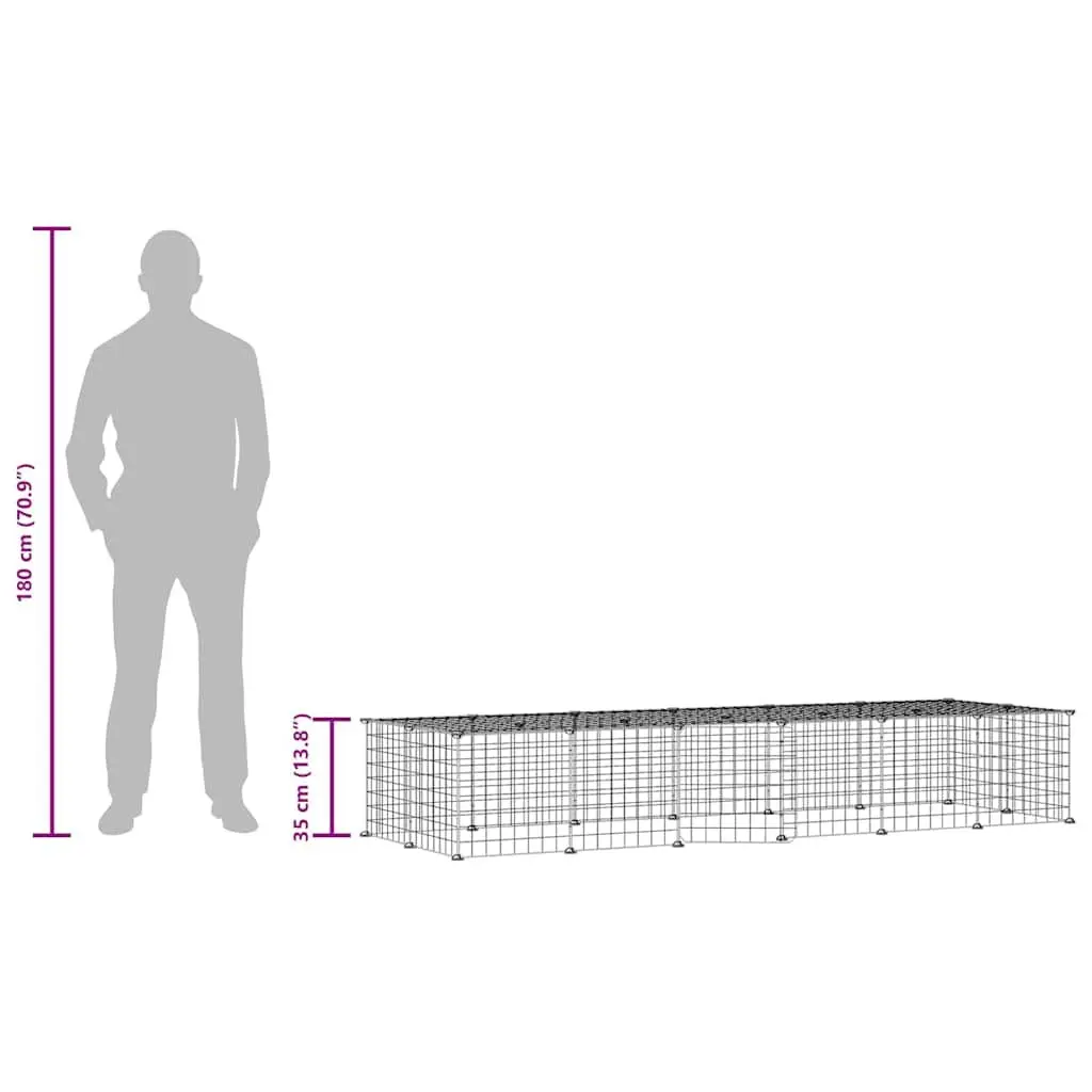 Pet Cage 28-Panel Small Animal Enclosure with Door Black 35x35 cm Steel