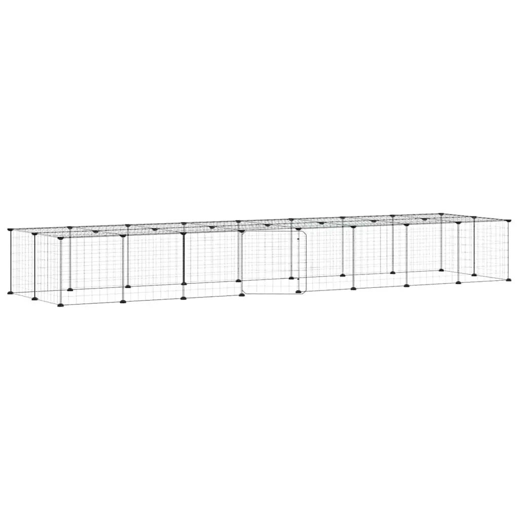 36-Panel Pet Cage with Door Black 35x35 cm Modular Small Animal Habitat