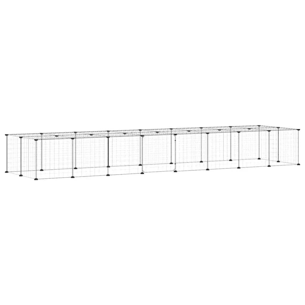 36-Panel Pet Cage with Door Black 35x35 cm Modular Small Animal Habitat