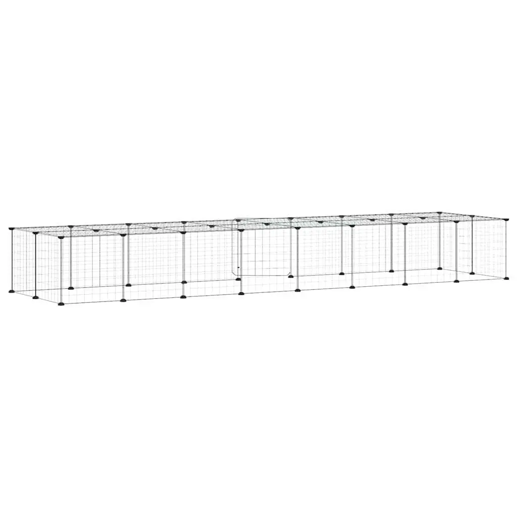 36-Panel Pet Cage with Door Black 35x35 cm Modular Small Animal Habitat