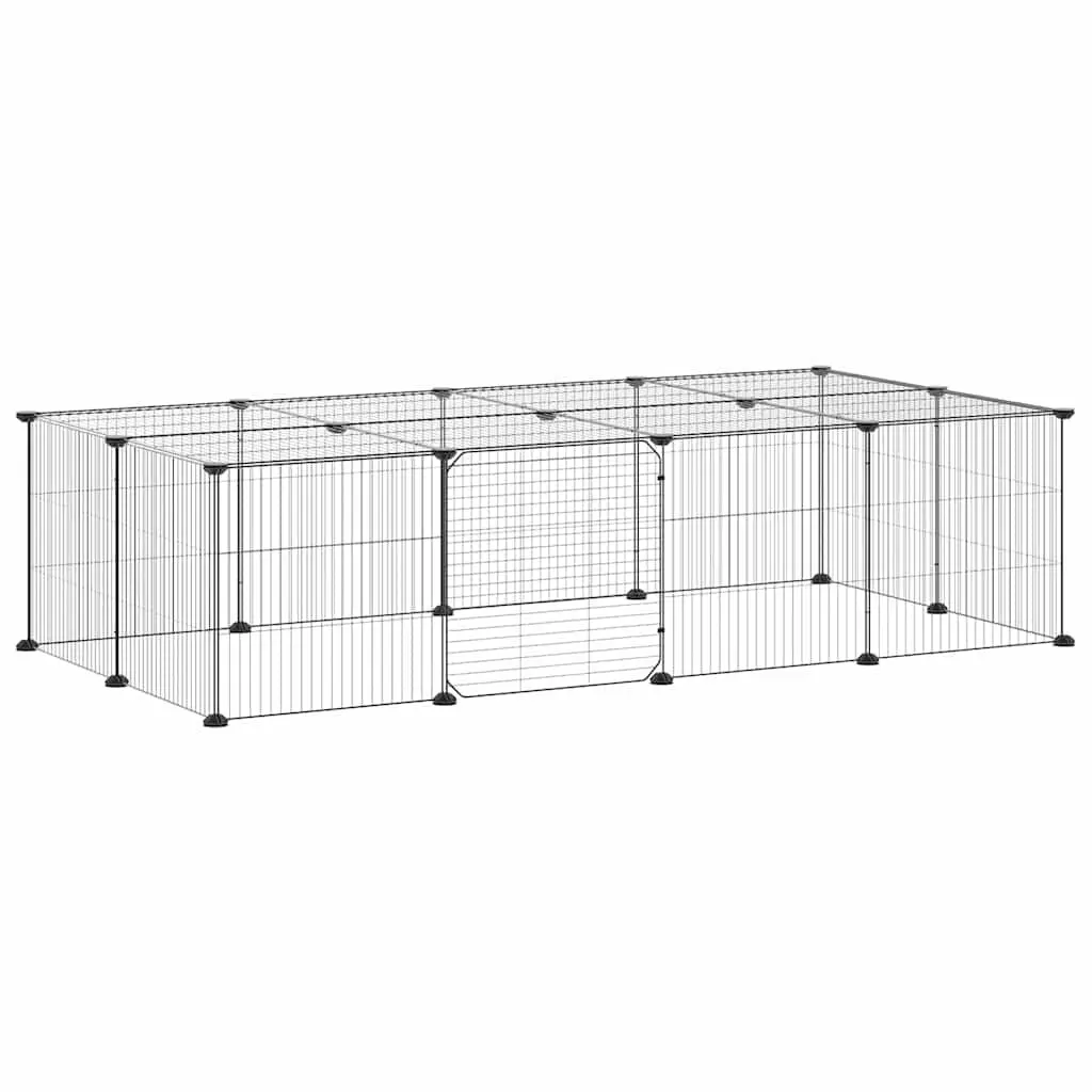 20-Panel Pet Cage with Door Black 35x35 cm Small Animal Playpen Exercise