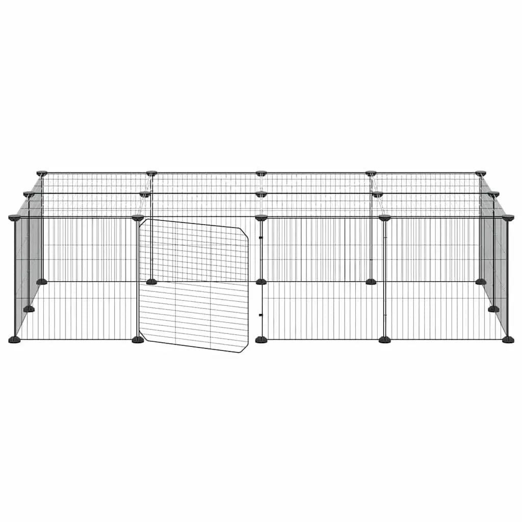 20-Panel Pet Cage with Door Black 35x35 cm Small Animal Playpen Exercise