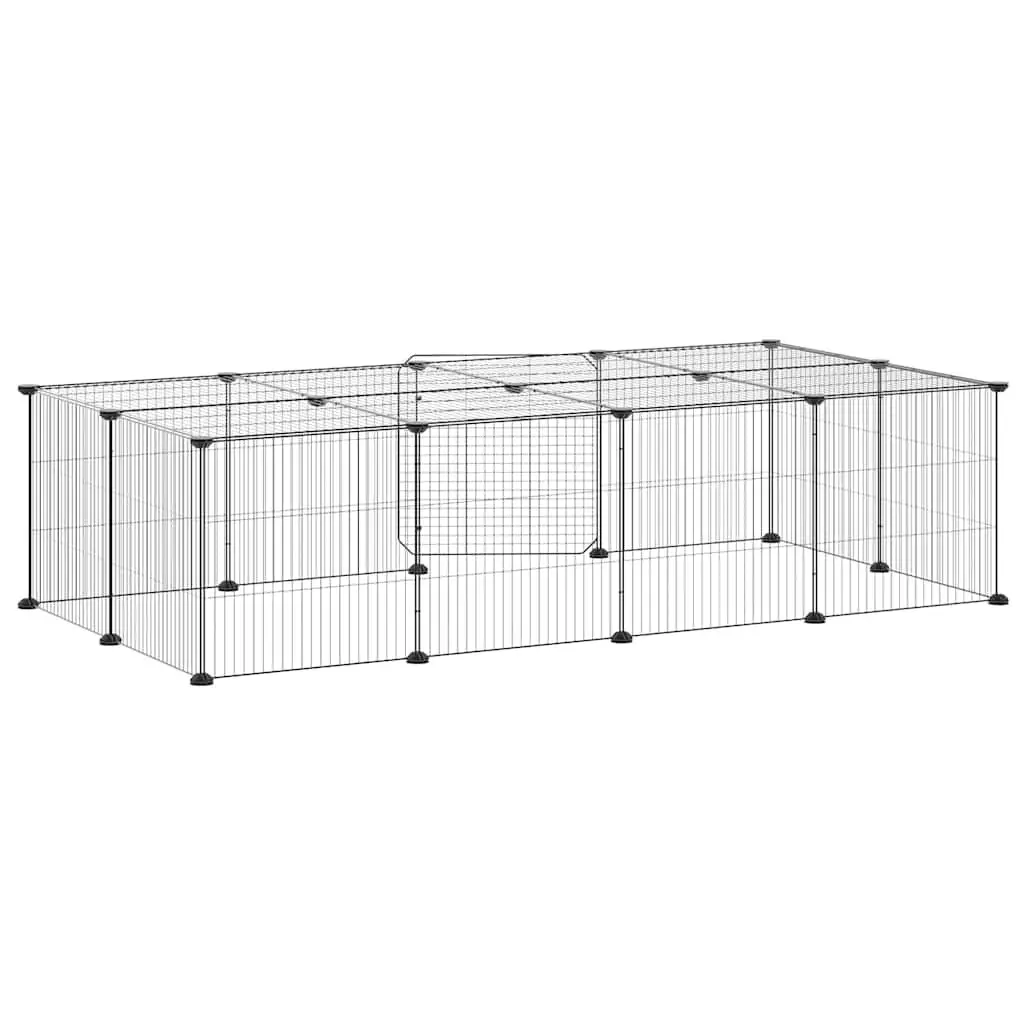 20-Panel Pet Cage with Door Black 35x35 cm Small Animal Playpen Exercise
