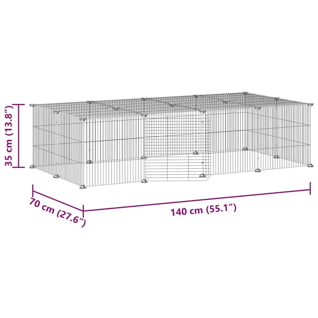 20-Panel Pet Cage with Door Black 35x35 cm Small Animal Playpen Exercise