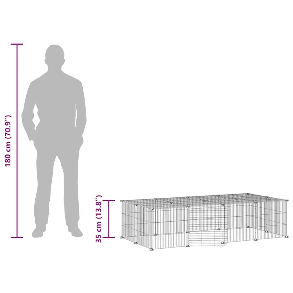 20-Panel Pet Cage with Door Black 35x35 cm Small Animal Playpen Exercise