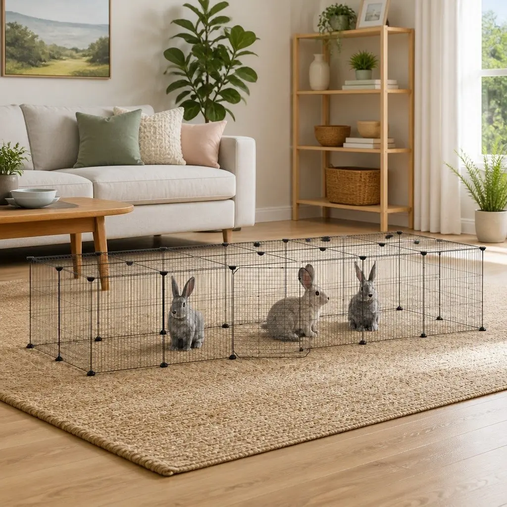 Pet Cage Modular 28-Panel Small Animal Habitat Enclosure Black 35x35cm