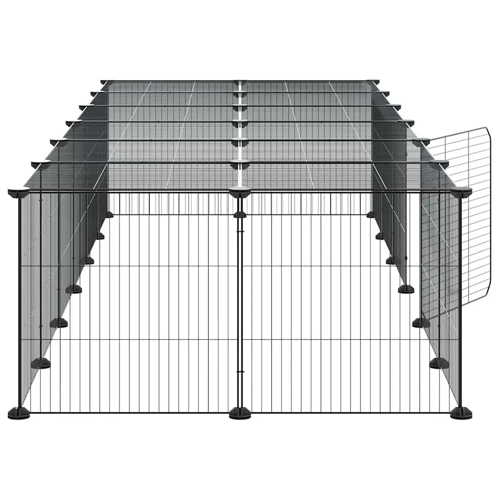 Pet Cage Modular 28-Panel Small Animal Habitat Enclosure Black 35x35cm