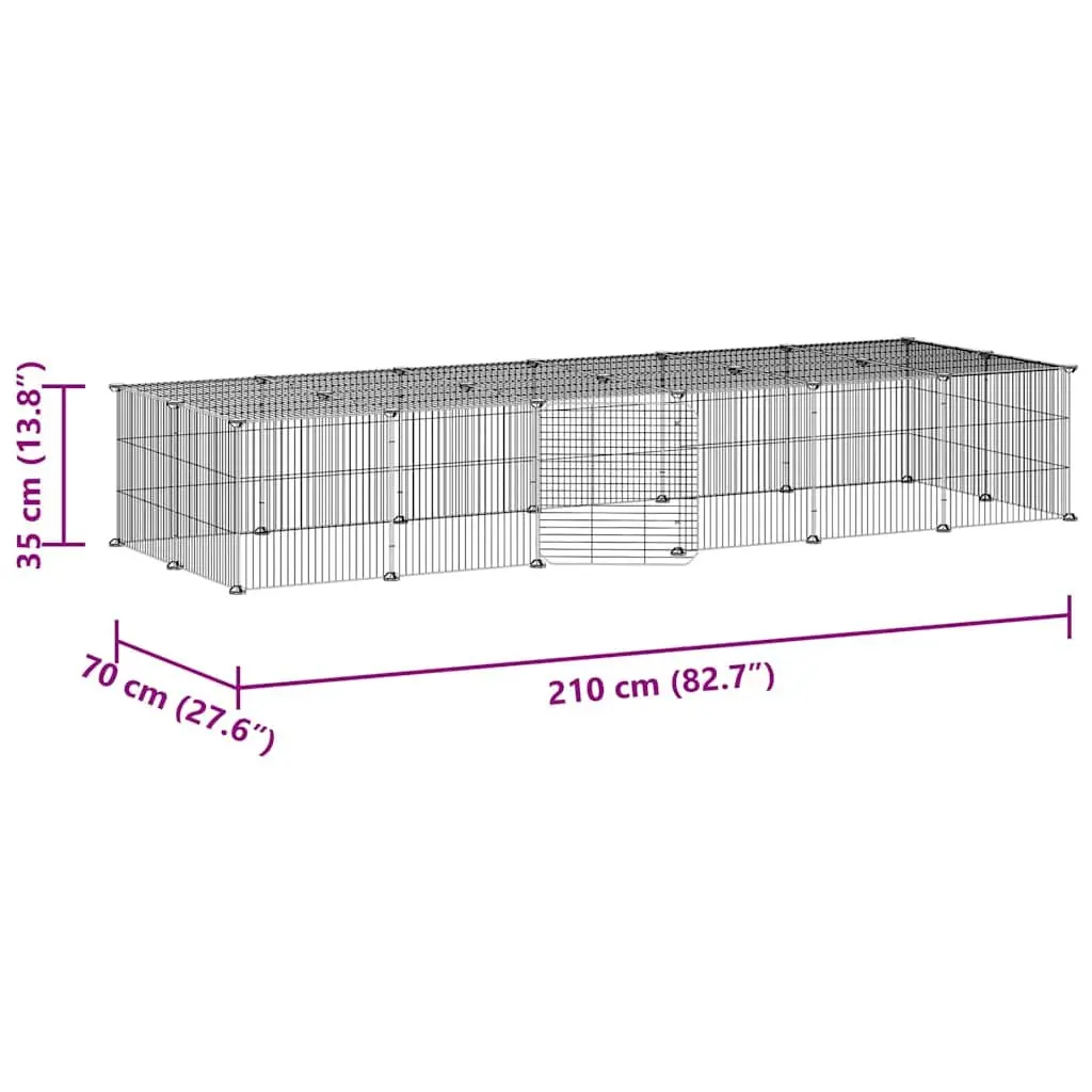 Pet Cage Modular 28-Panel Small Animal Habitat Enclosure Black 35x35cm