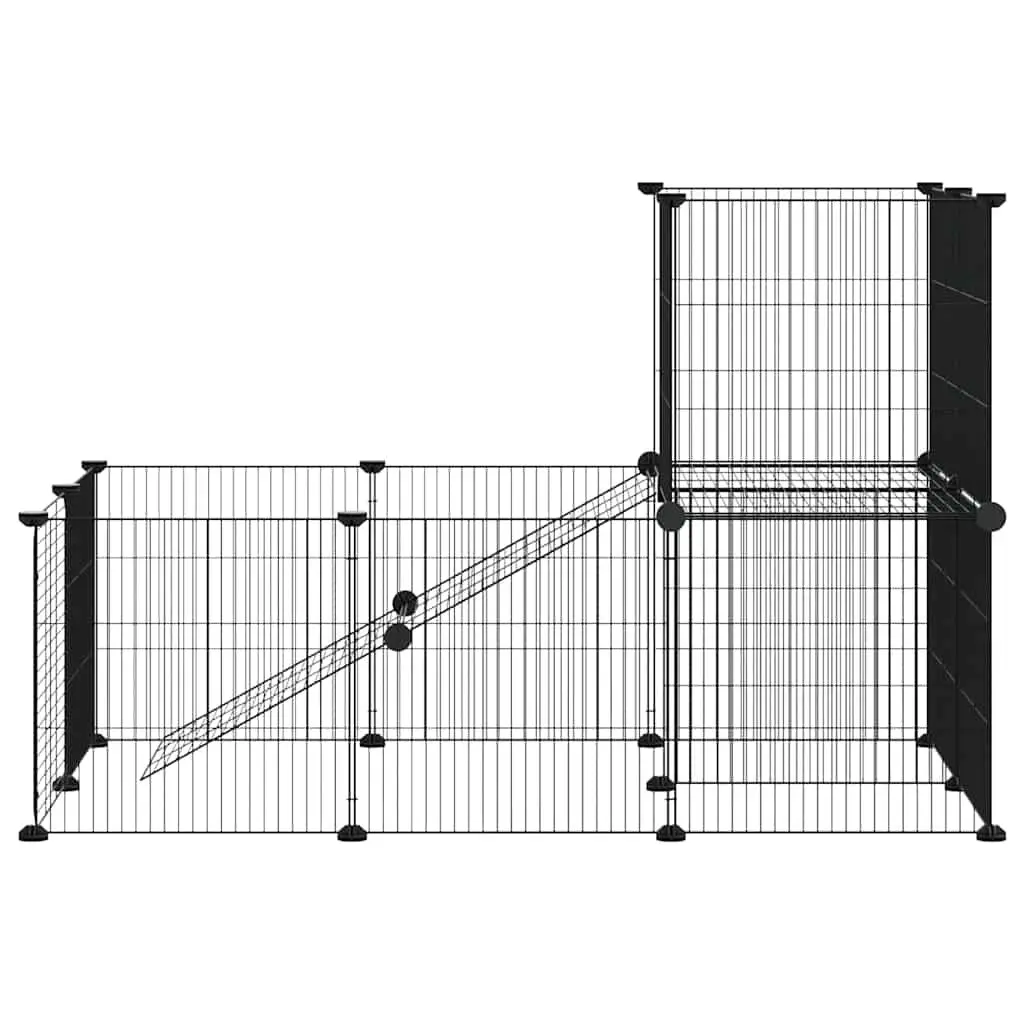 Pet Cage 20-Panel DIY Modular Animal Enclosure Black 105x70x70 cm