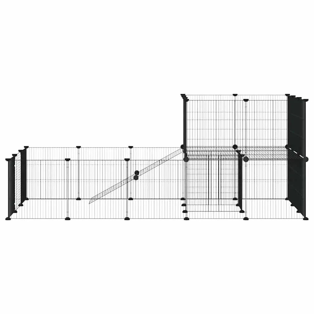 36 Panel Pet Cage DIY Playpen Enclosure Black Steel 175x105x70 cm