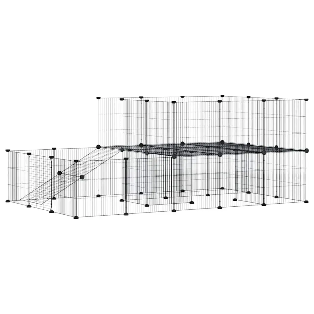 Pet Cage DIY Modular Enclosure 175x105x70 cm Black 44 Panel