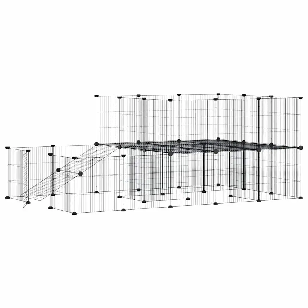 Pet Cage DIY Modular Enclosure 175x105x70 cm Black 44 Panel