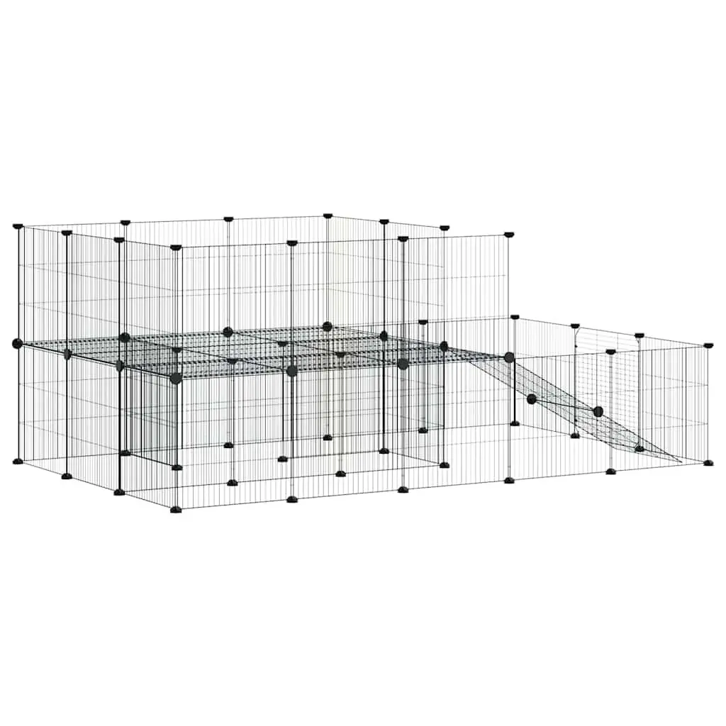 Pet Cage DIY Modular Enclosure 175x105x70 cm Black 44 Panel