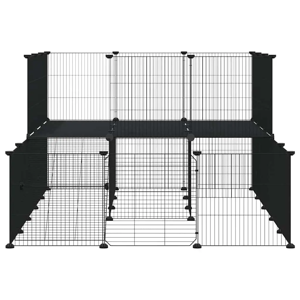 Pet Cage DIY Modular Enclosure 175x105x70 cm Black 44 Panel