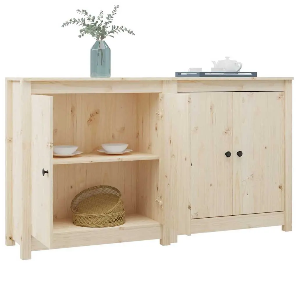 Solid Pine Wood Sideboards Set of 2 Brown 70x35x80 cm Storage Cabinets