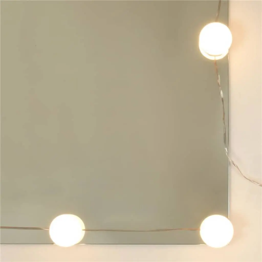 Dressing Table Set LED Mirror White Engineered Wood with Stool