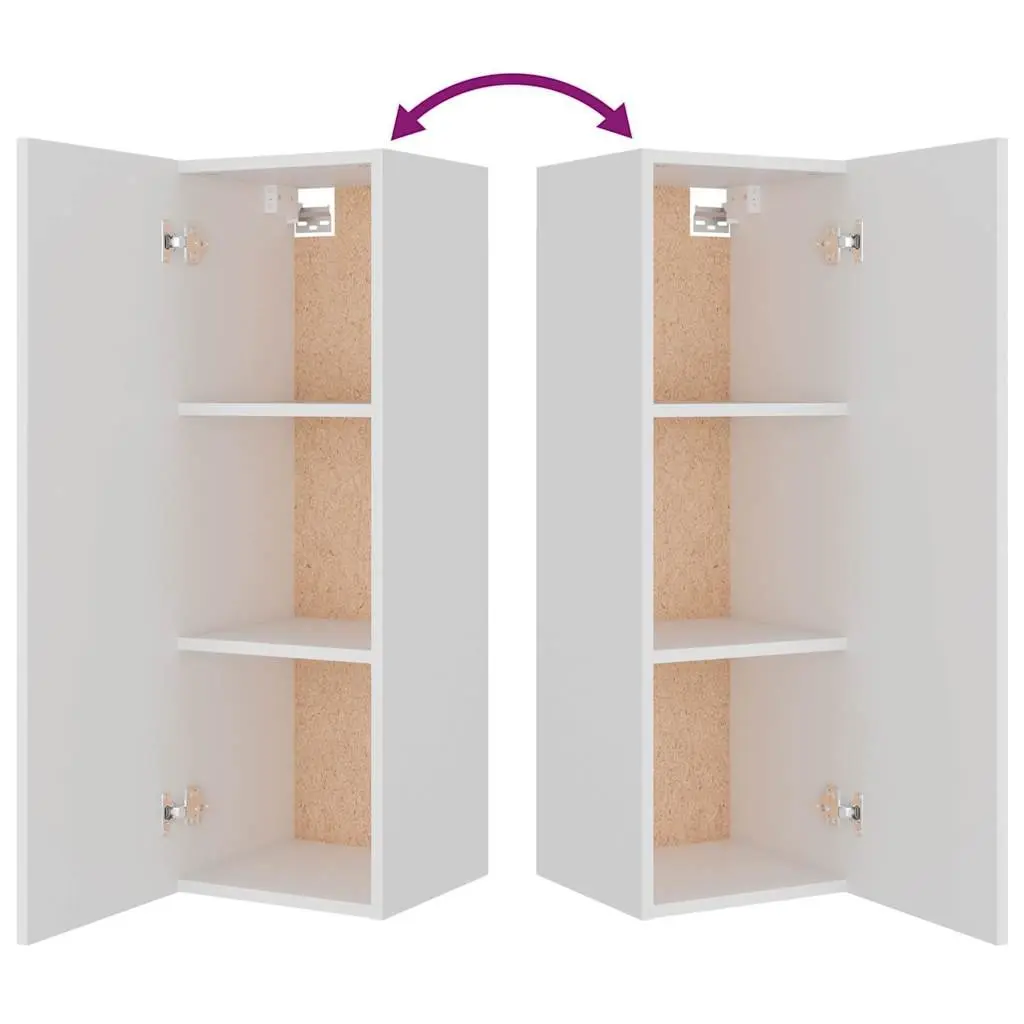 White TV Cabinet Set 4 Piece Wall-Mounted Storage Unit Engineered Wood