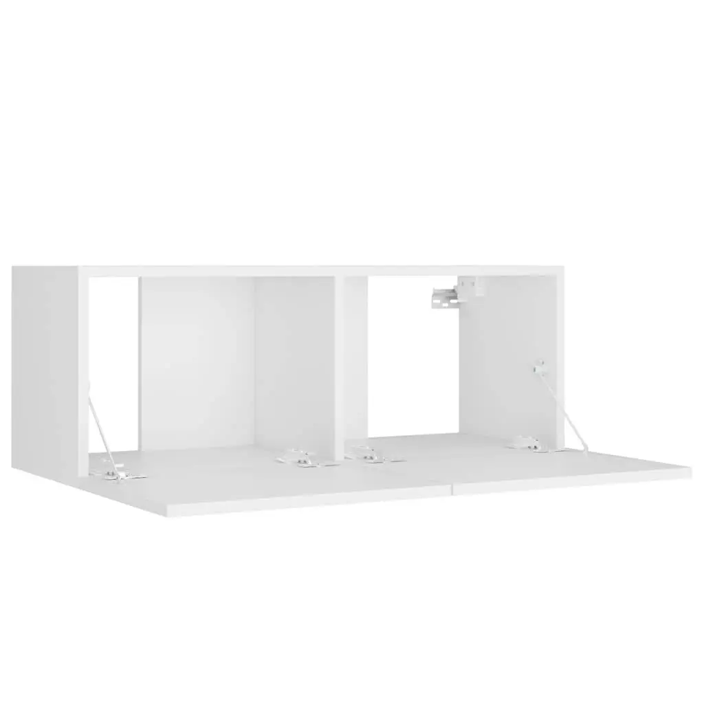 White TV Cabinet Set 4 Piece Wall-Mounted Storage Unit Engineered Wood