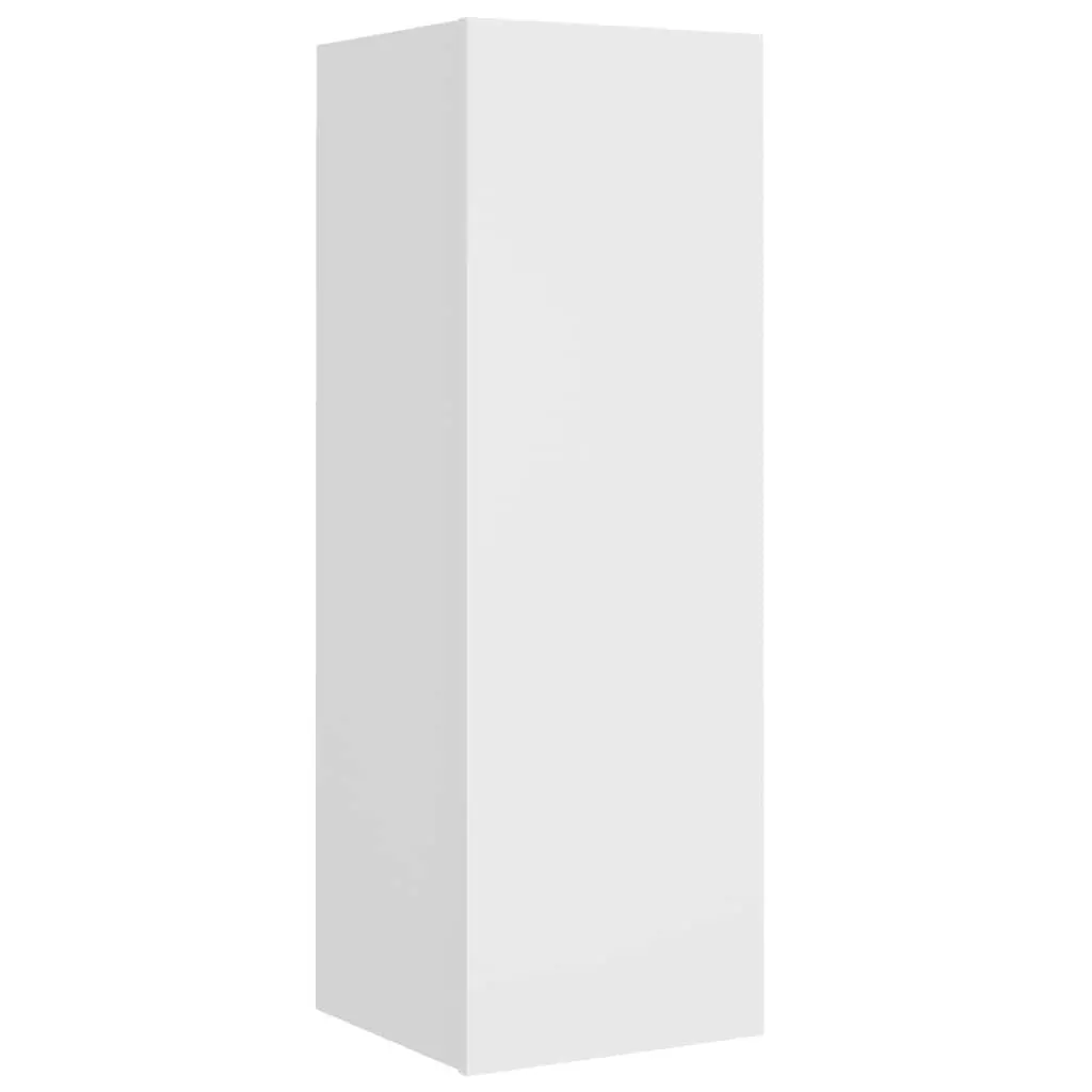 White TV Cabinet Set 4 Piece Wall-Mounted Storage Unit Engineered Wood