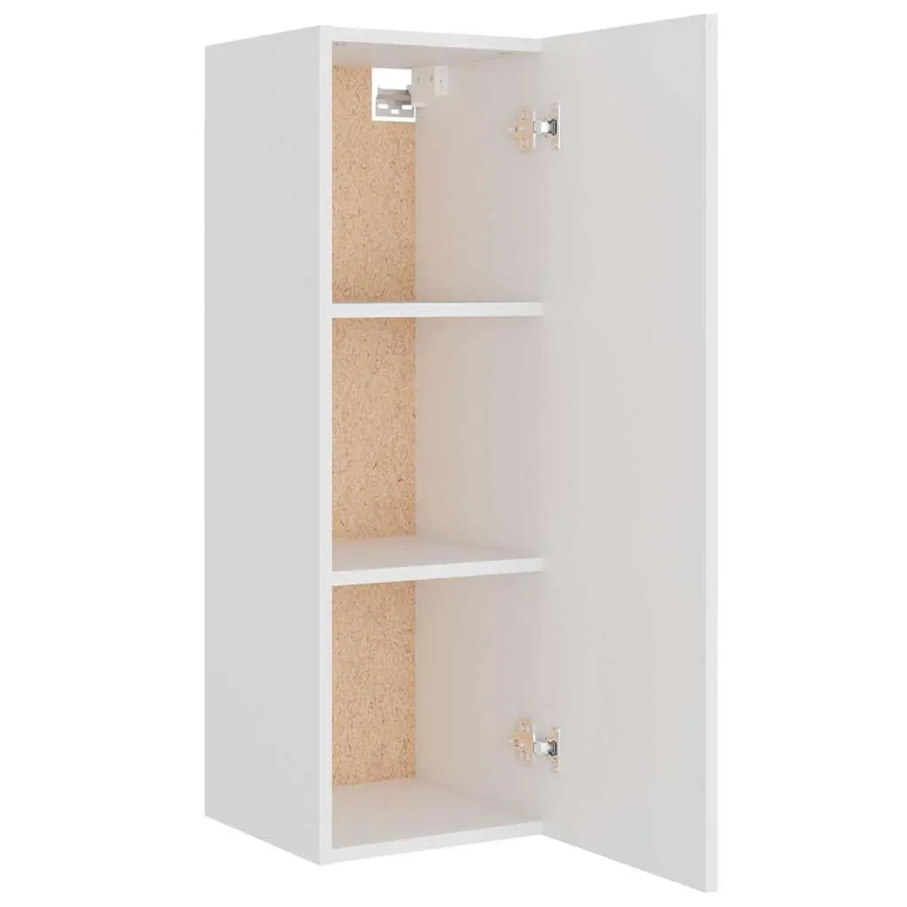 White TV Cabinet Set 4 Piece Wall-Mounted Storage Unit Engineered Wood