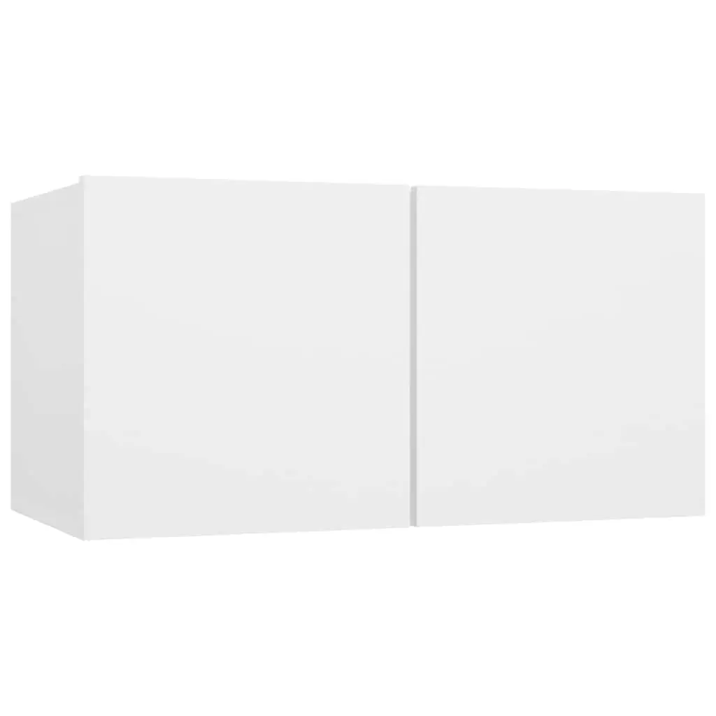 Engineered Wood TV Cabinet Set Wall Mounted White 6 Piece Storage Unit