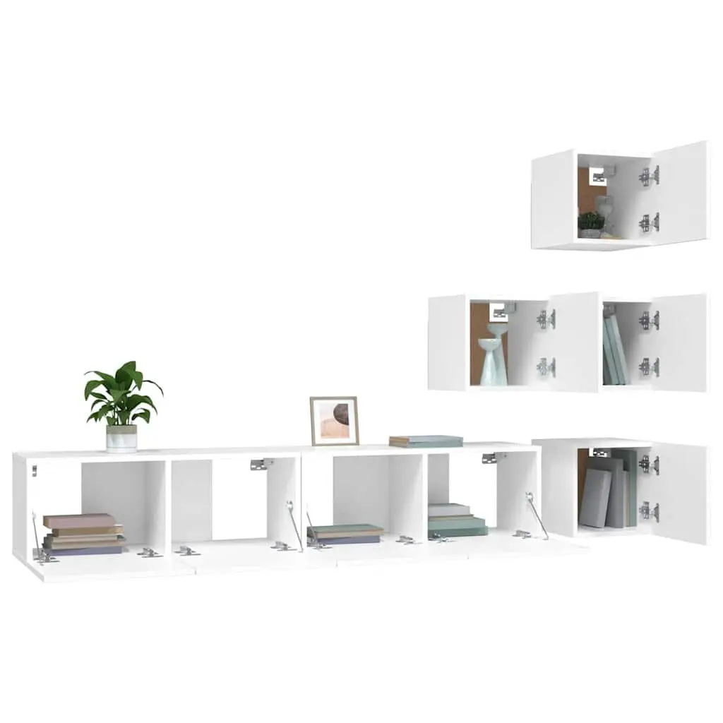 Wall-mounted TV Cabinet White Engineered Wood Floating Storage Unit Display