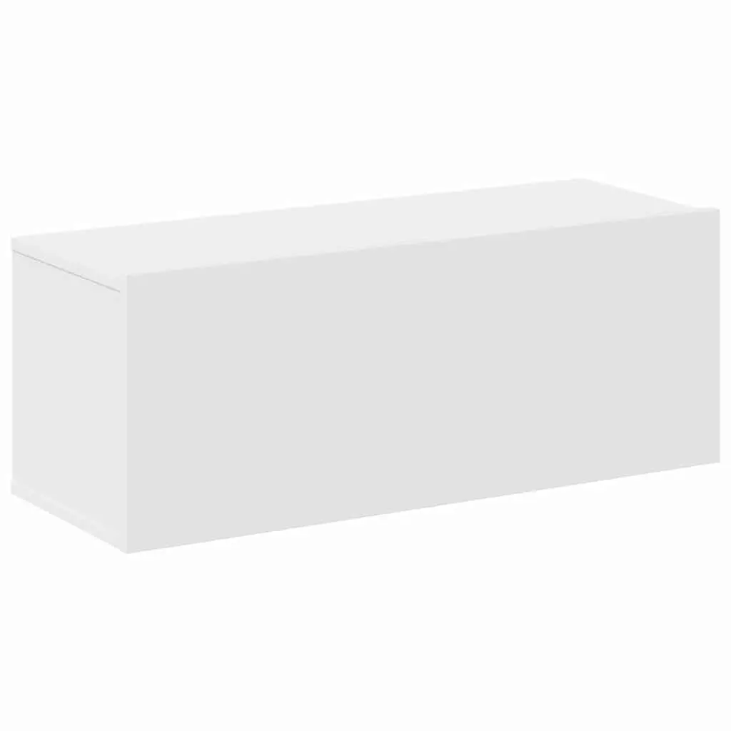 TV Cabinet Set Wall-Mounted Storage Unit White Engineered Wood 4 Piece