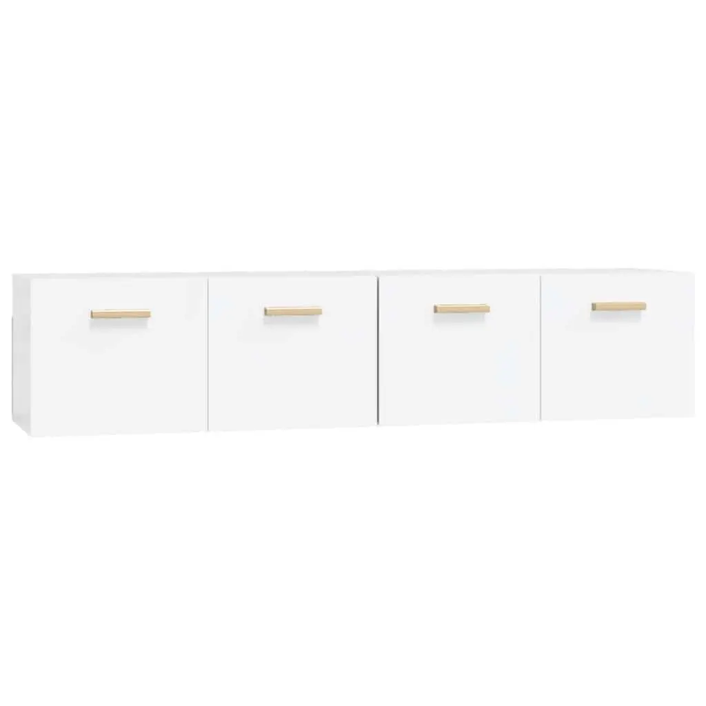 Wall Cabinets High Gloss White 2 pcs Storage Floating Shelves Engineered Wood