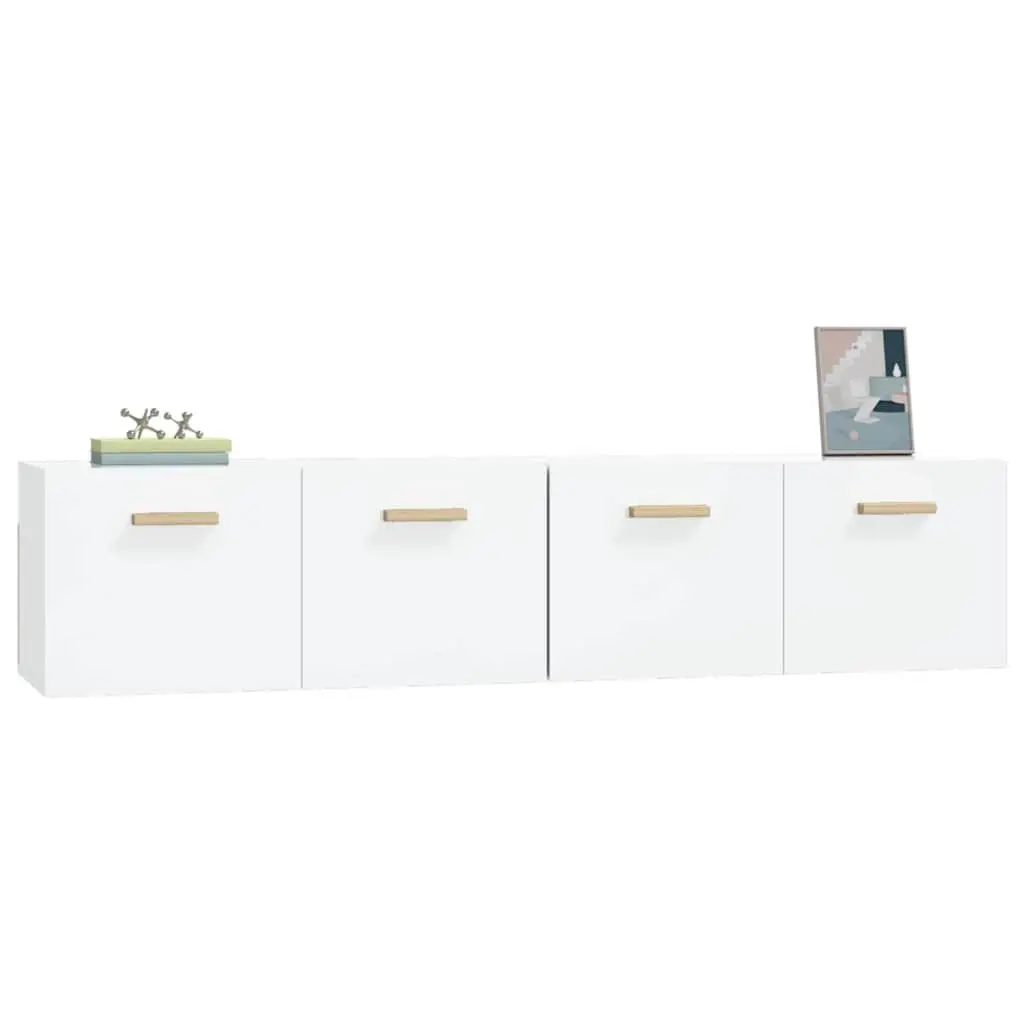 Wall Cabinets High Gloss White 2 pcs Storage Floating Shelves Engineered Wood