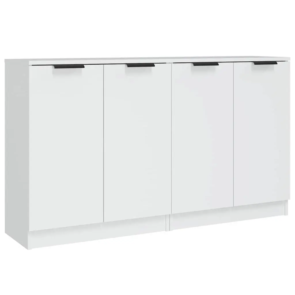 White Sideboards 2 Pieces Storage Cabinet Engineered Wood Buffet Furniture Set