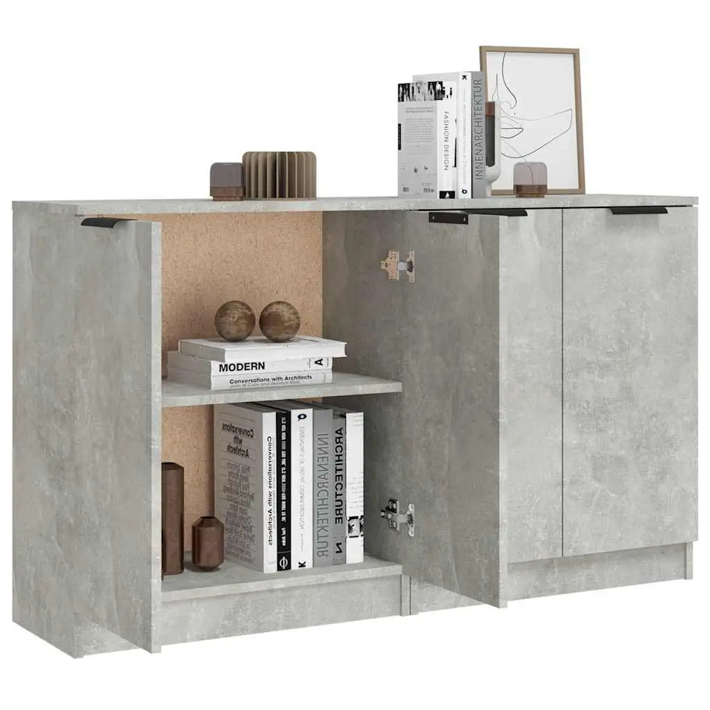 Sideboard Cabinet Grey Engineered Wood 60x30x70 cm Set of 2
