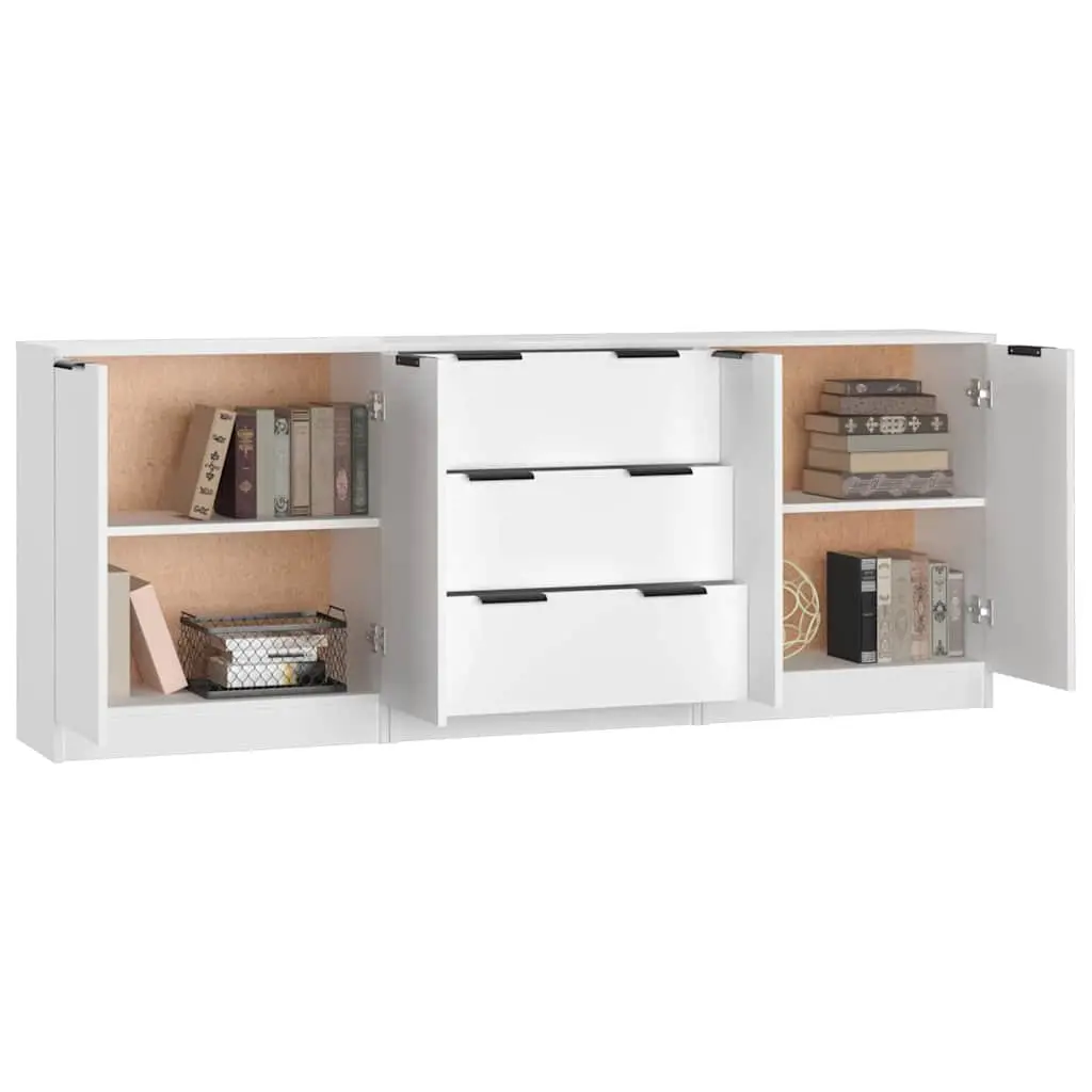 3 Piece Sideboard Buffet Cabinet White Storage Organiser Display Stand