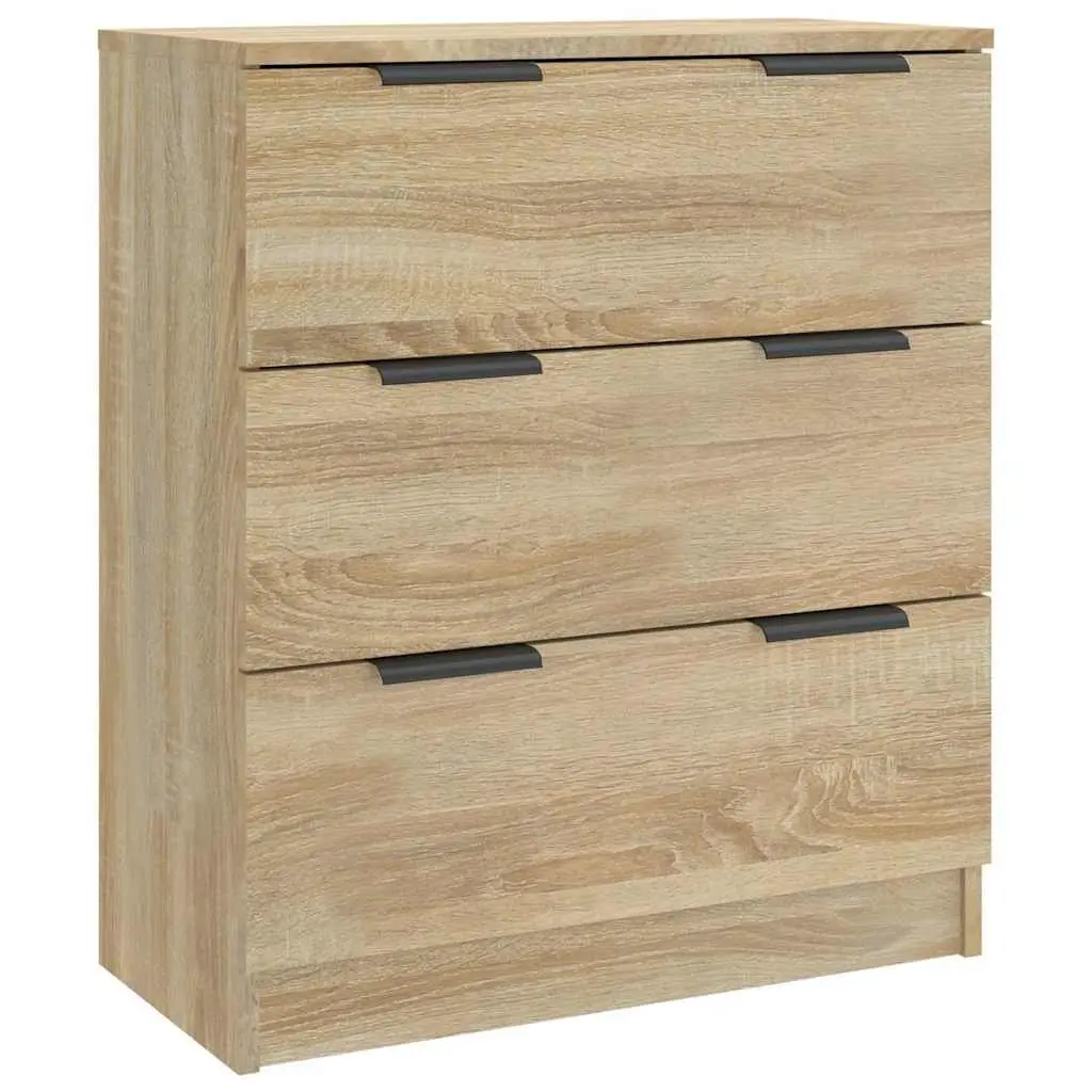 3 Piece Engineered Wood Sideboard Cabinet Brown Storage Buffet Set