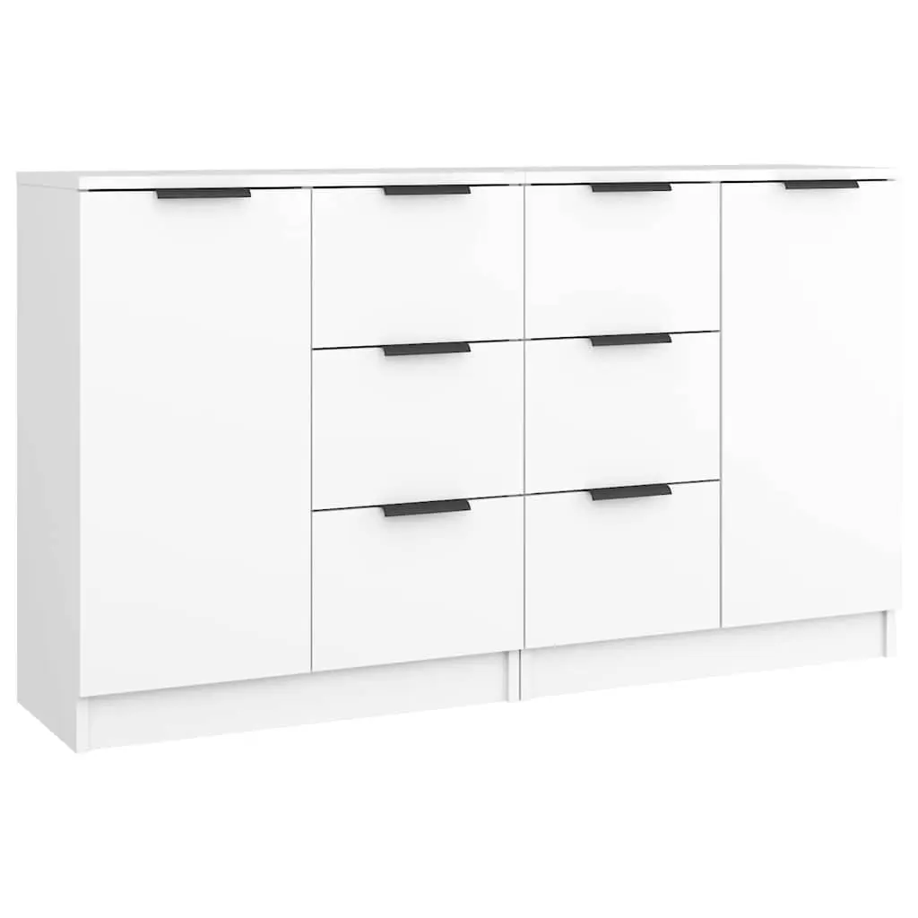 Sideboard Cabinet White Engineered Wood 60W x 30D x 70H cm 2 Piece