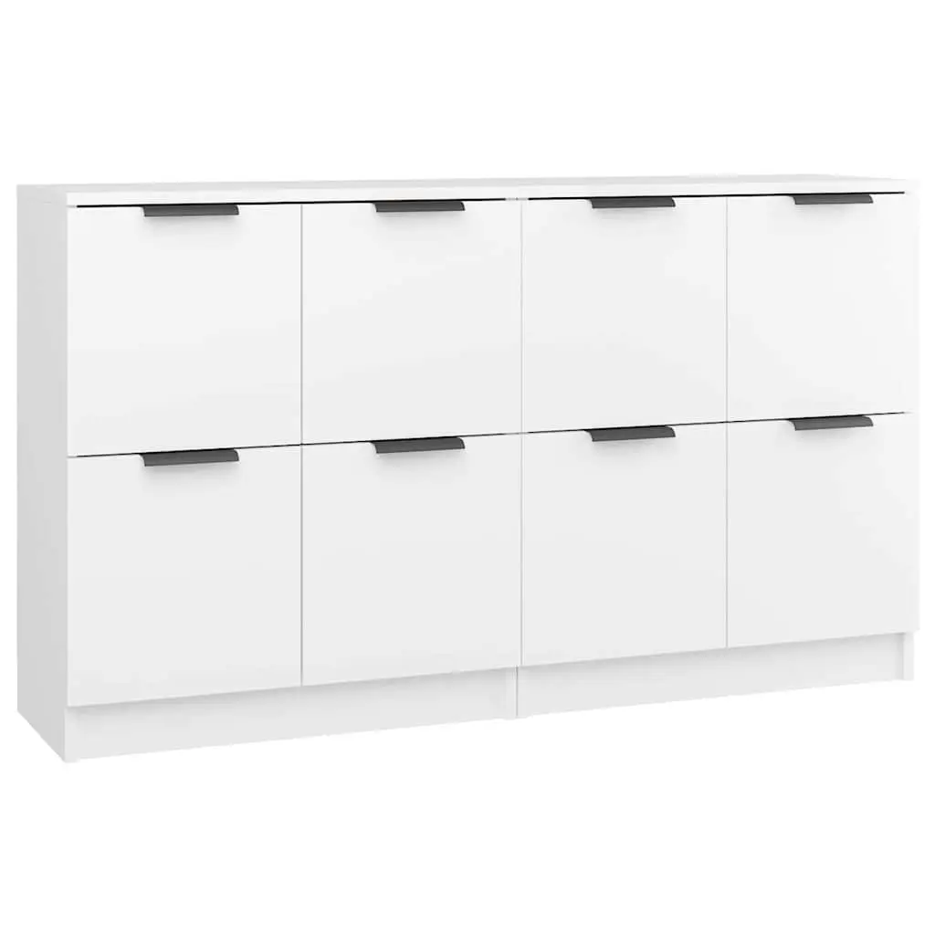 Sideboards White 60x30x70 cm 2 Piece Storage Cabinet Engineered Wood Furniture