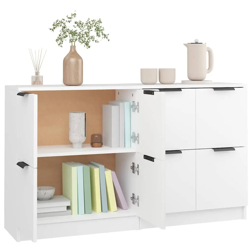 Sideboards White 60x30x70 cm 2 Piece Storage Cabinet Engineered Wood Furniture